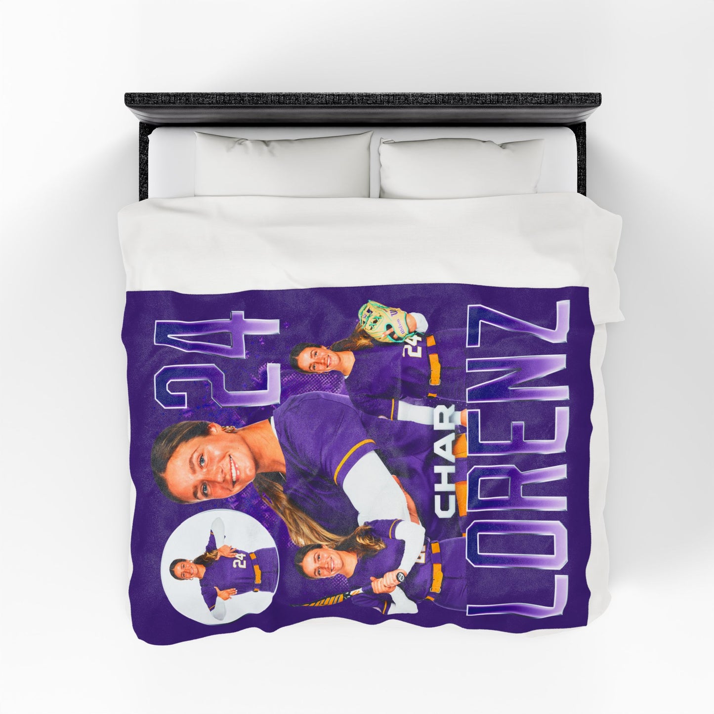 Char Lorenz Name & Number Combo 60"-80" Plush Blanket