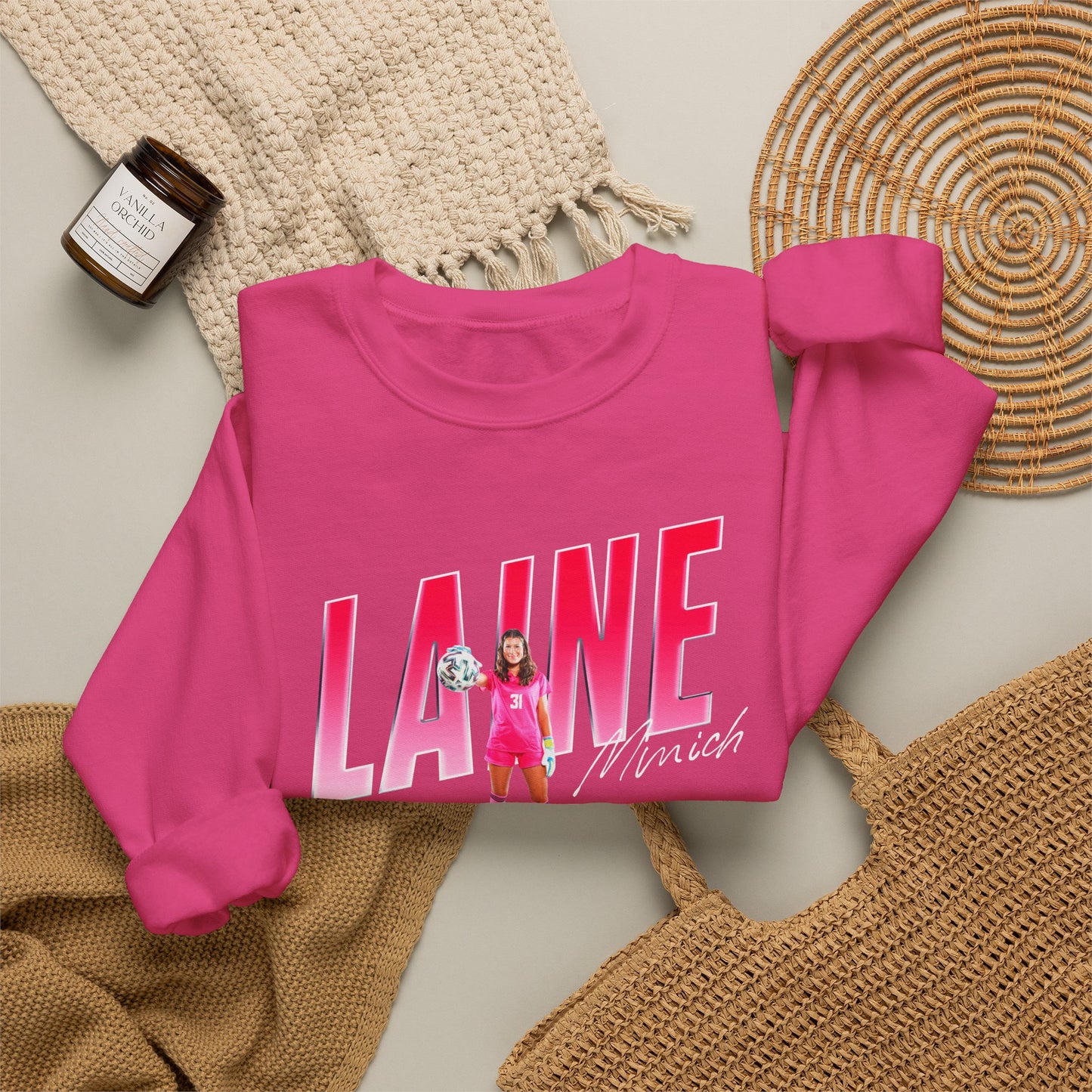 Laine Minich Cursive Combo Colored Crewneck Sweatshirt