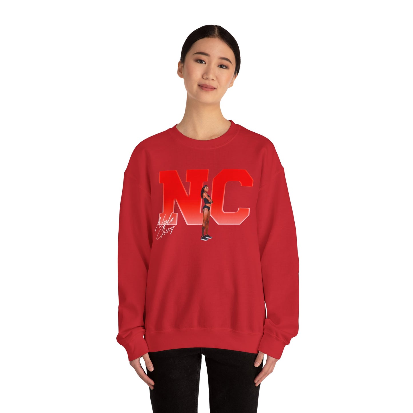 Nyla Cherry Big Initials Crewneck Sweatshirt