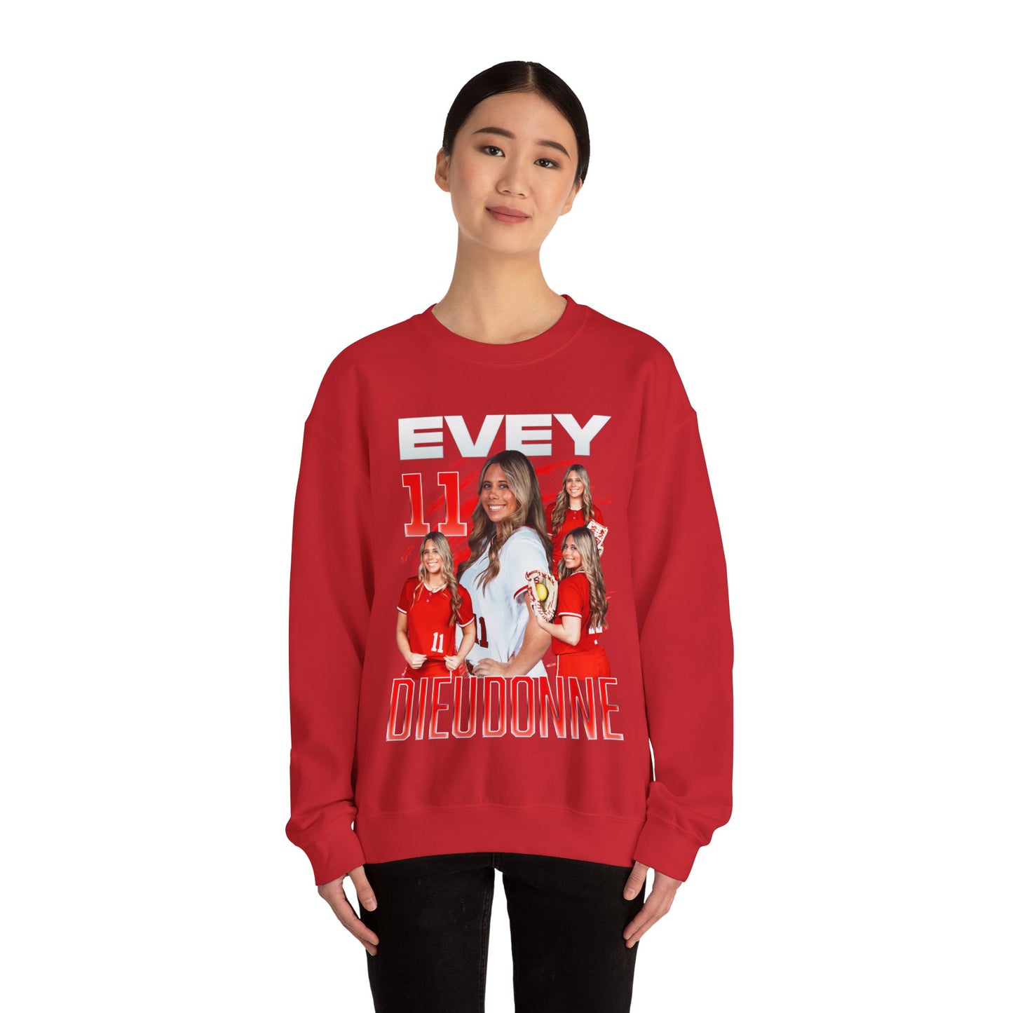 Evey Dieudonne White & Color Combo Crewneck Sweatshirt