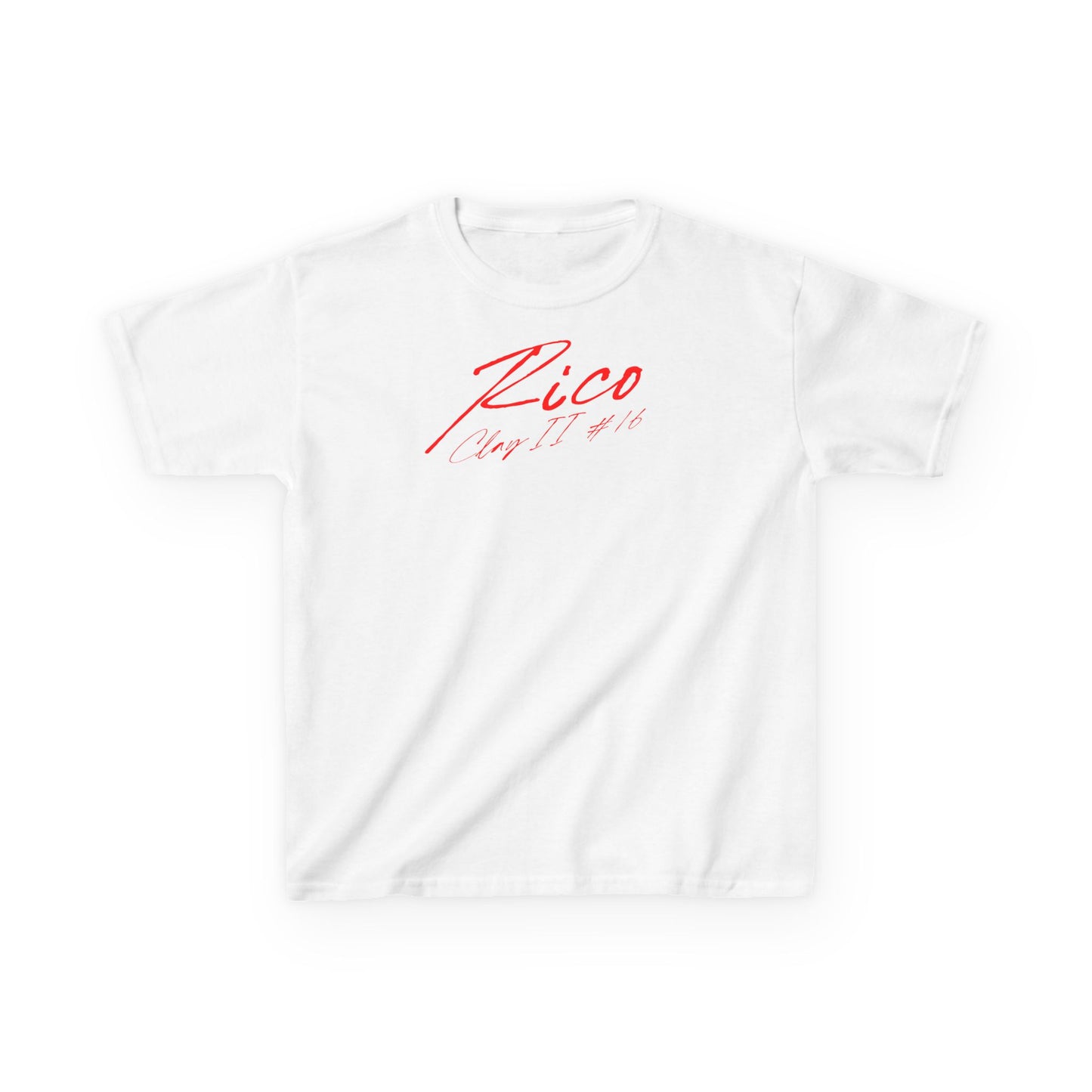 Rico Clay II Cursive Name & Number Kids Tee