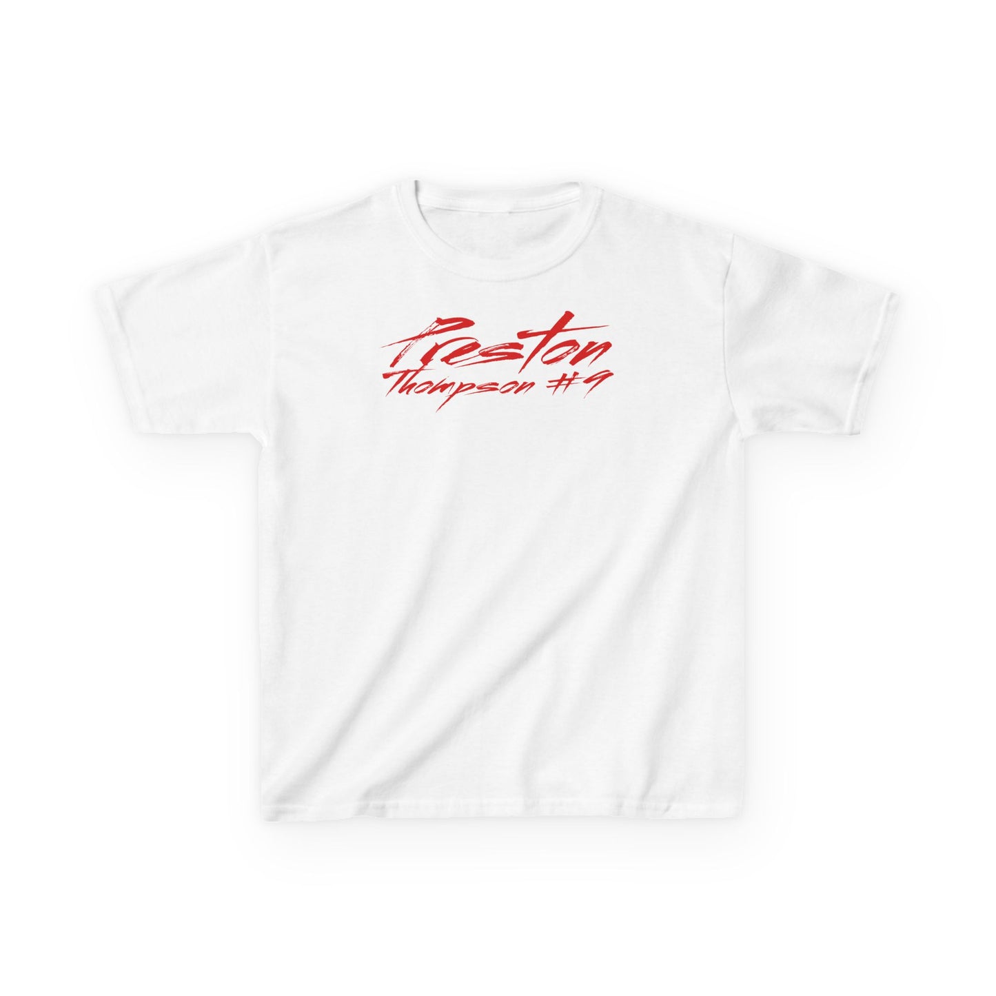 Preston Thompson Cursive Name & Number Kids Tee