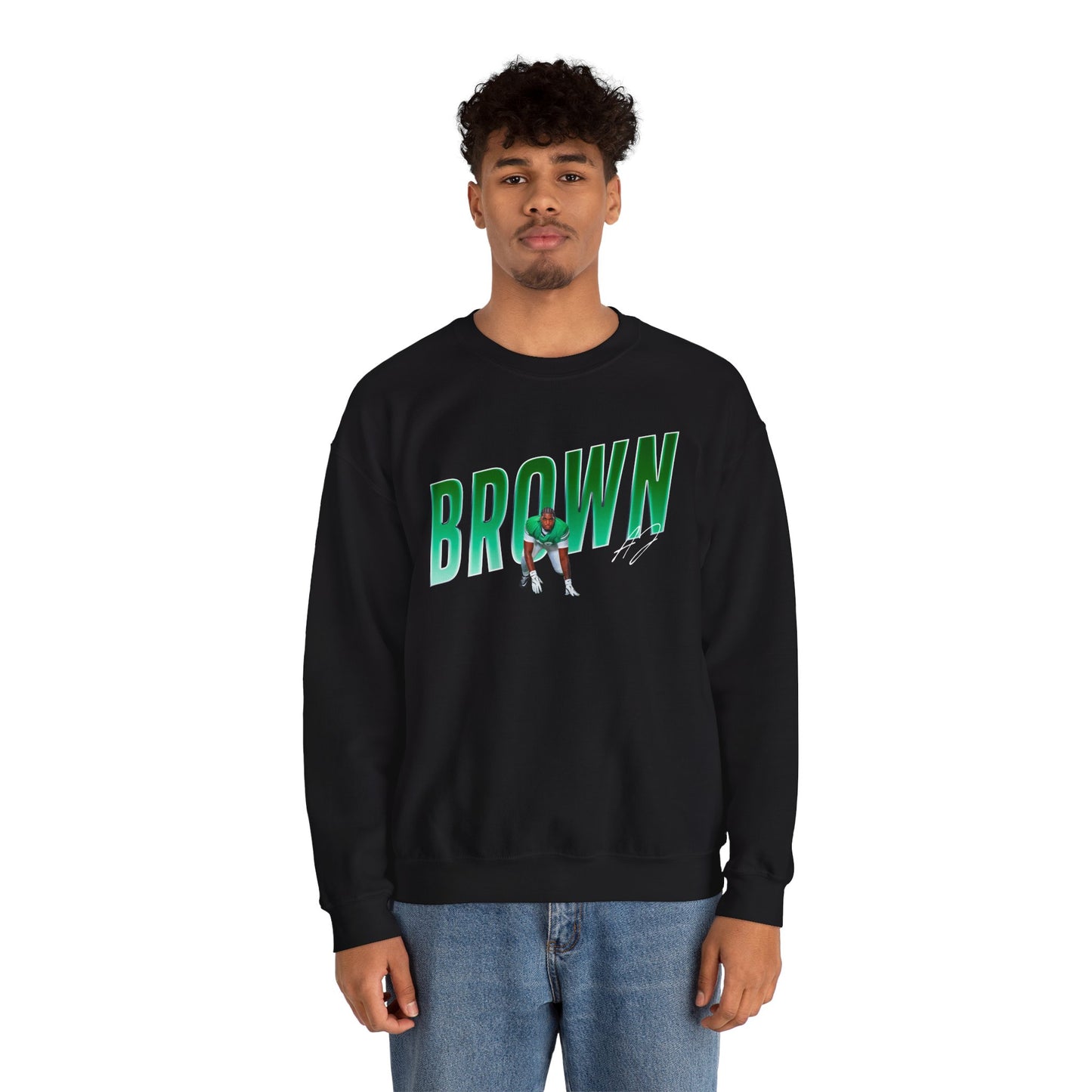 Aj Brown Cursive Combo Colored Crewneck Sweatshirt