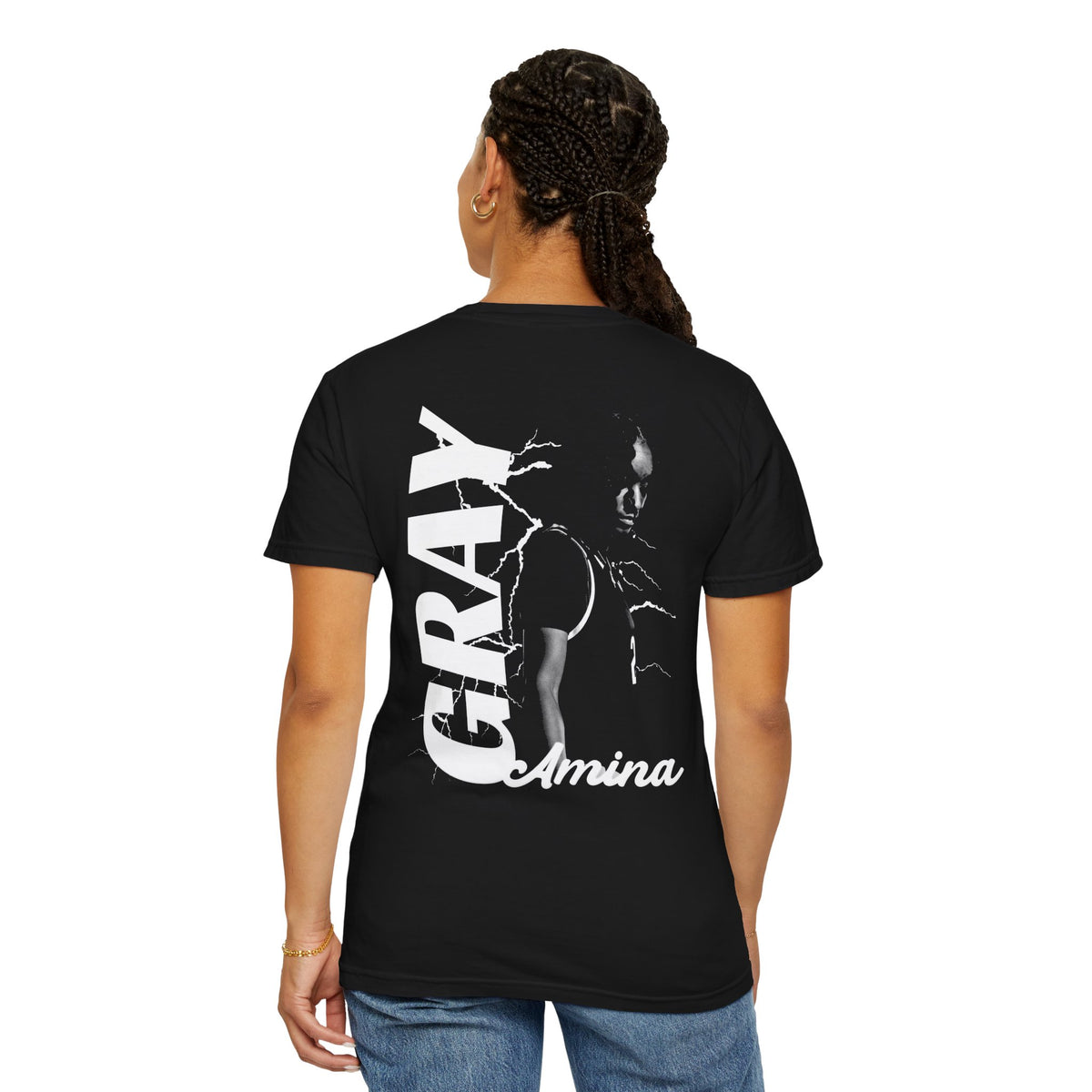 Amina Gray Vintage Blackout Premium Tee