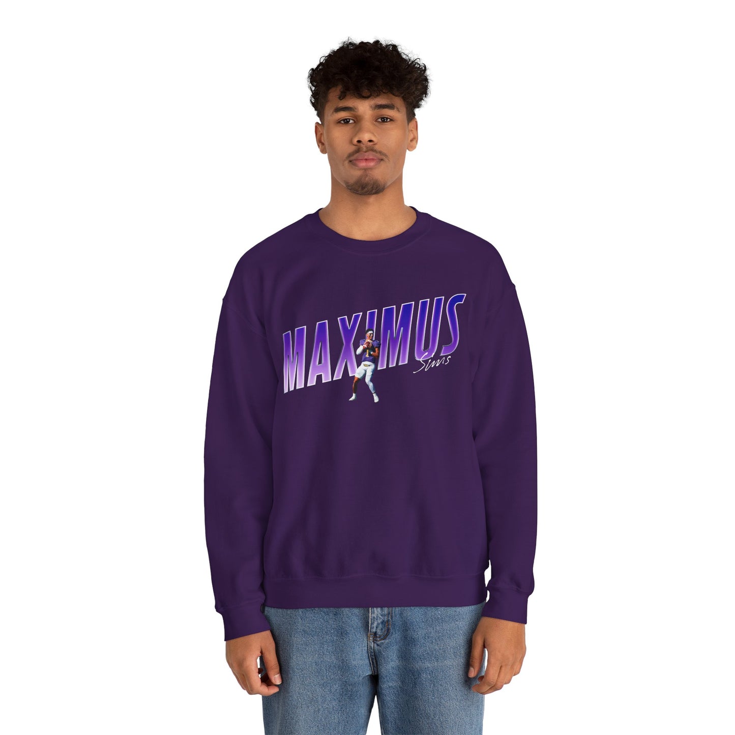 Maximus Sims Cursive Combo Colored Crewneck Sweatshirt