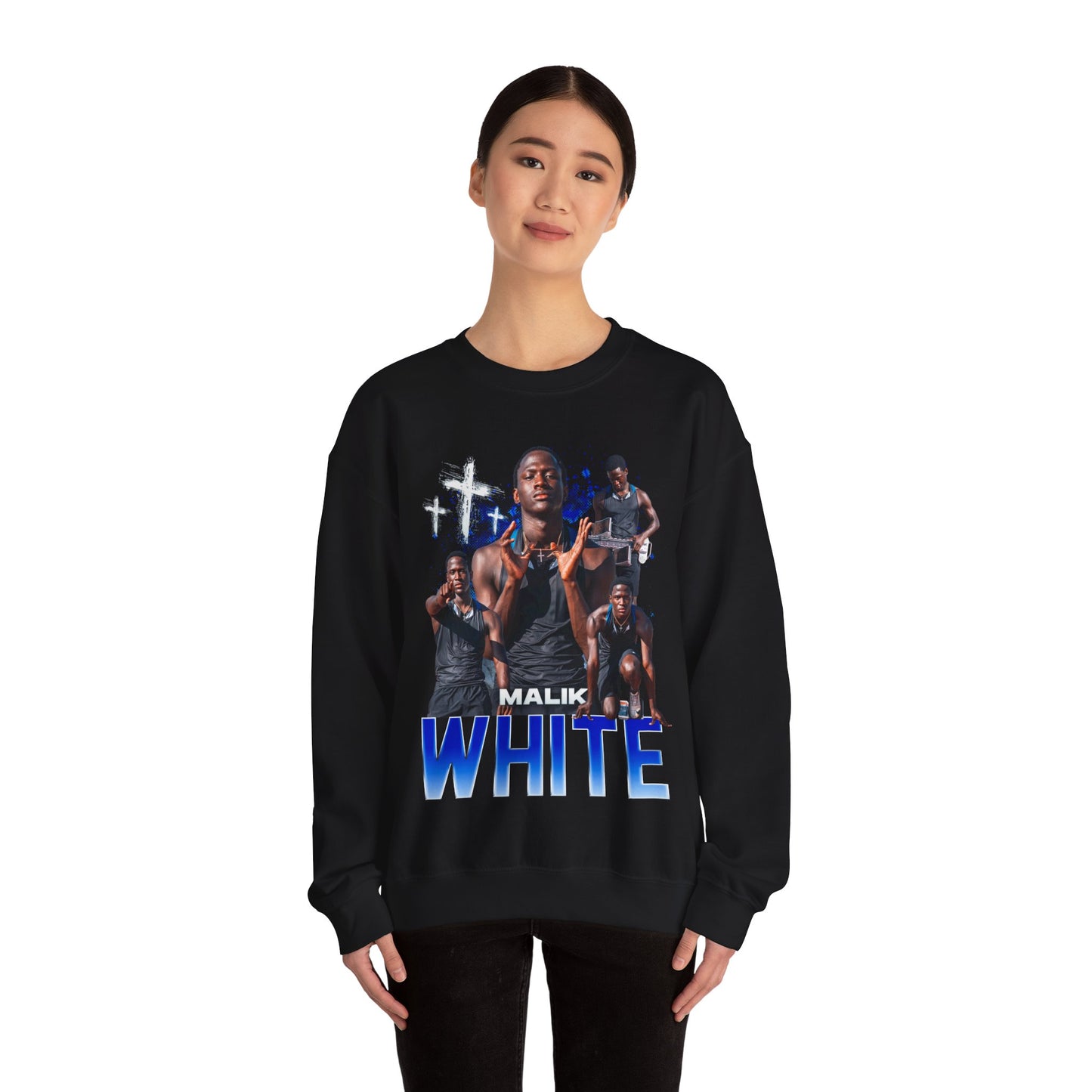 Malik White Faith Based Crewneck Sweatshirt