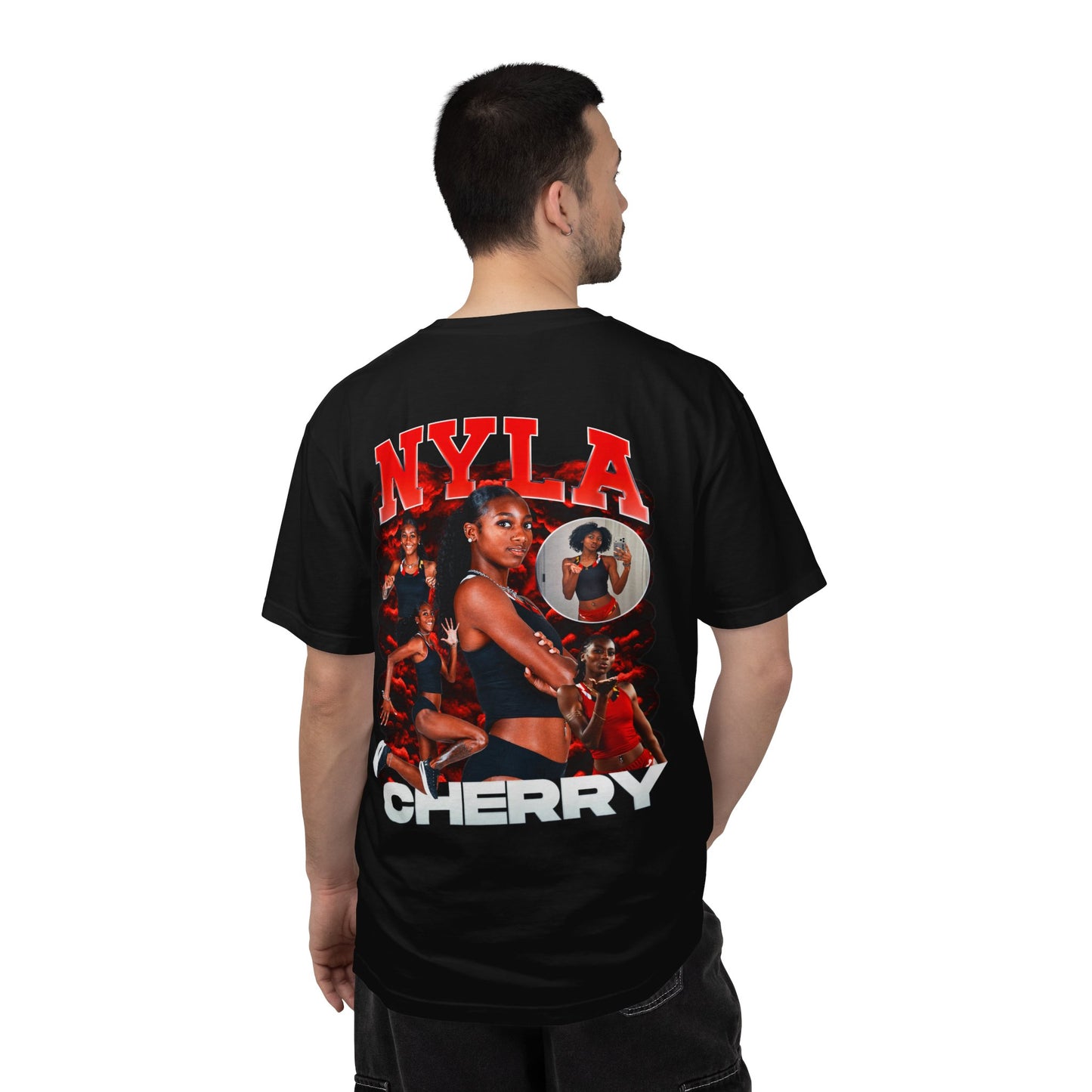 Nyla Cherry Logo Front & Back Premium Tee