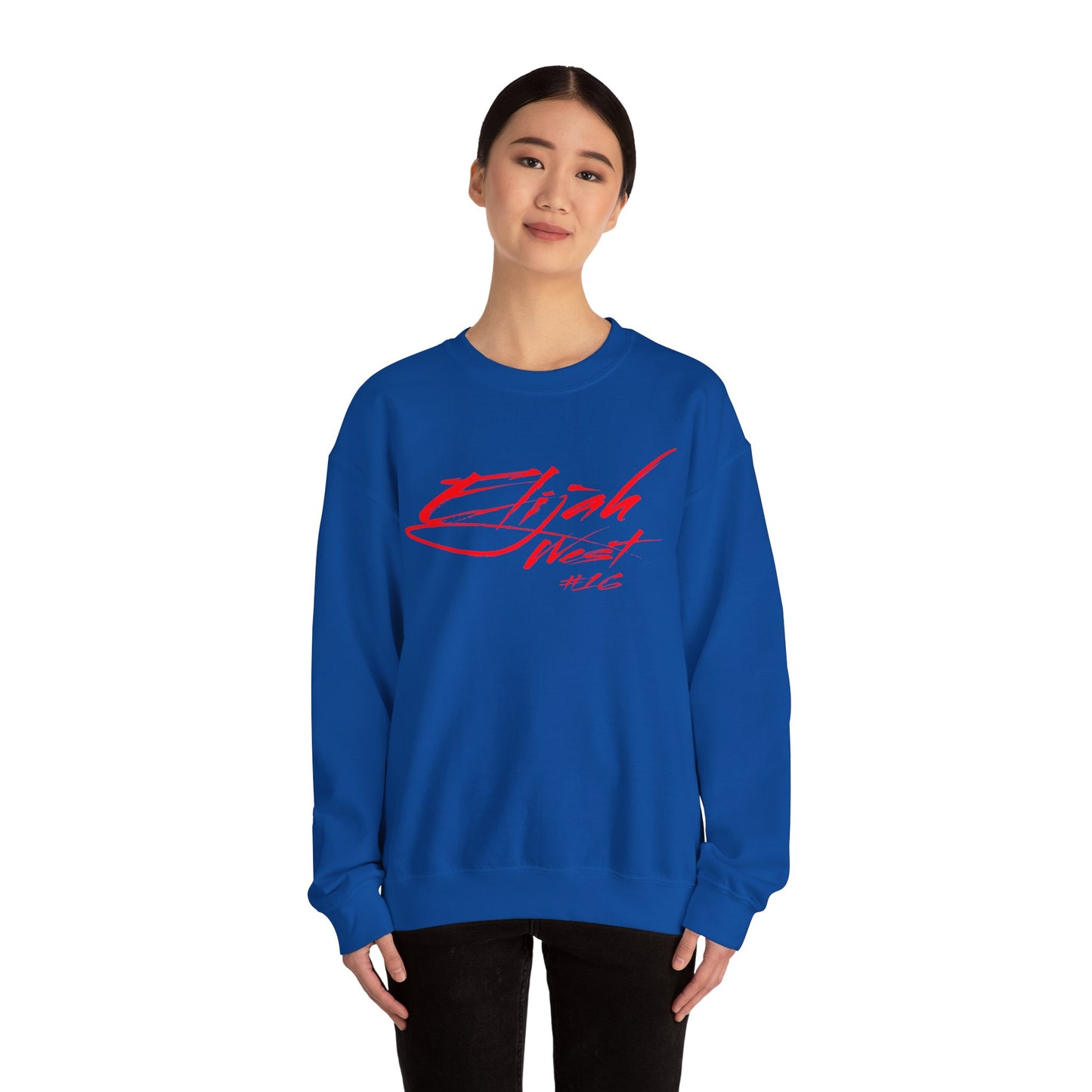 Elijah West Cursive Name & Number Crewneck Sweatshirt