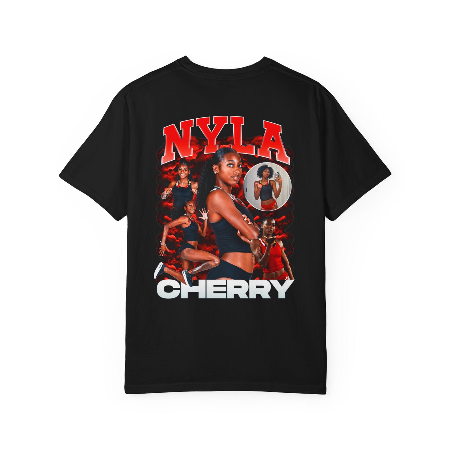 Nyla Cherry Logo Front & Back Premium Tee