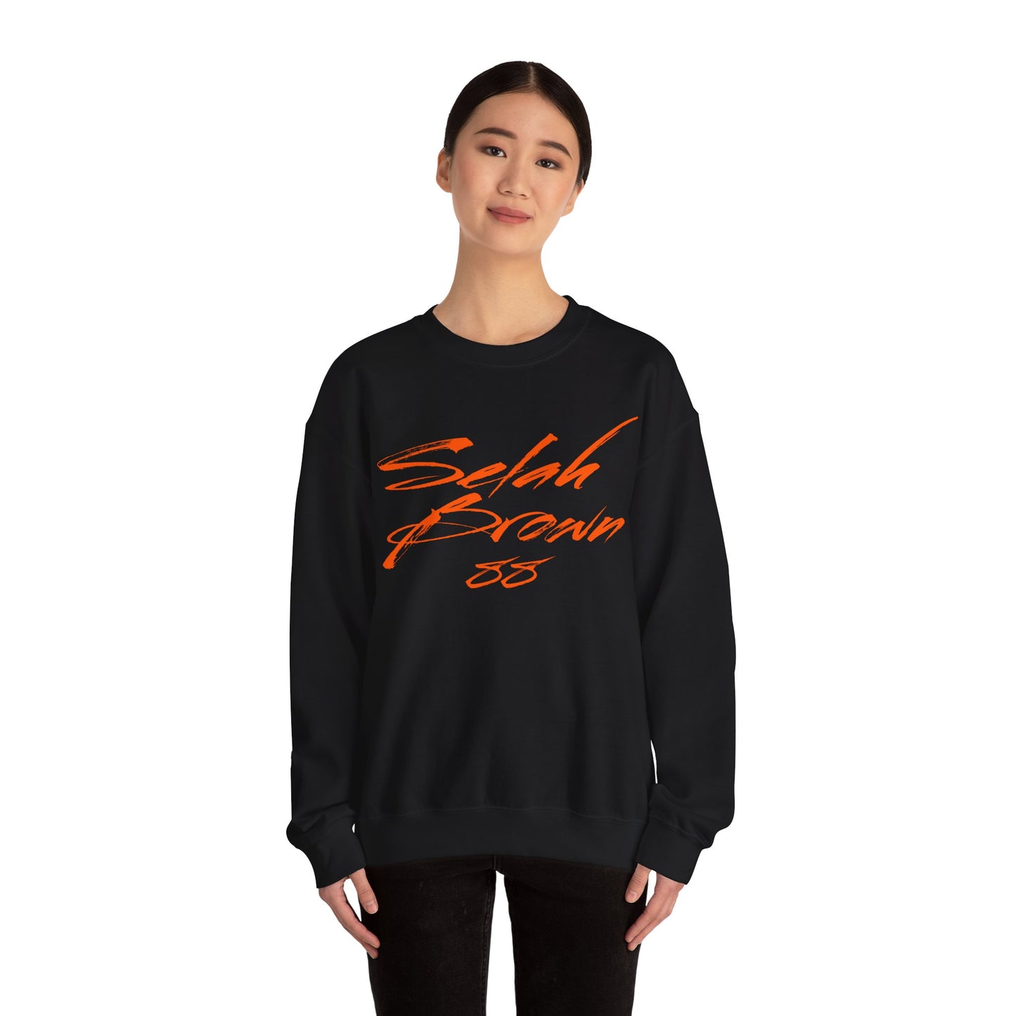 Selah Brown Cursive Name & Number Crewneck Sweatshirt