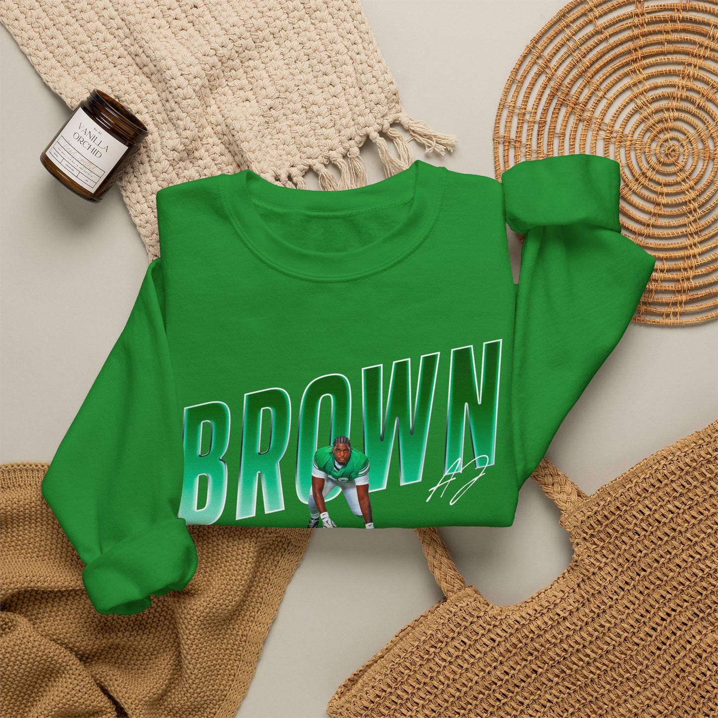 Aj Brown Cursive Combo Colored Crewneck Sweatshirt