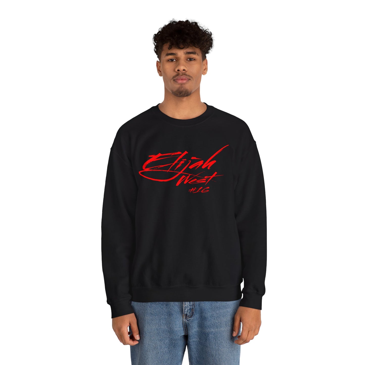 Elijah West Cursive Name & Number Crewneck Sweatshirt
