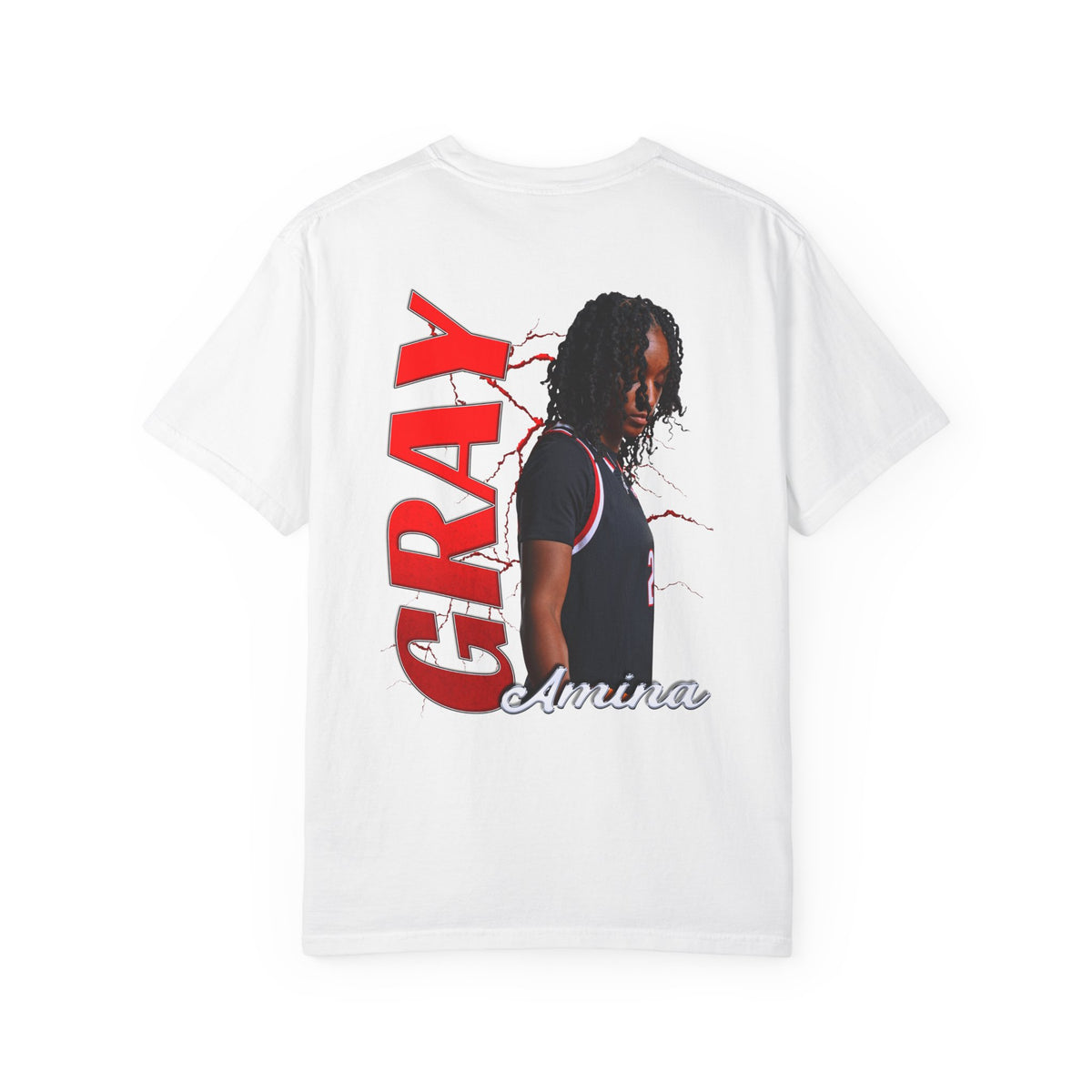 Amina Gray Logo Front & Back Premium Tee