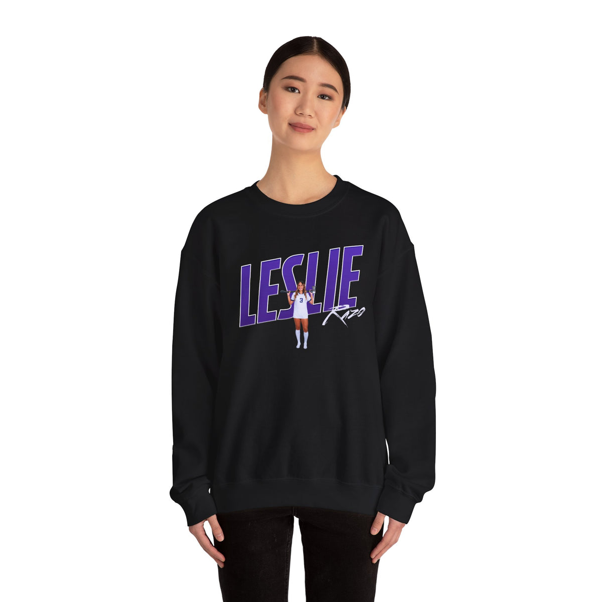 Leslie Razo Cursive Combo Colored Crewneck Sweatshirt