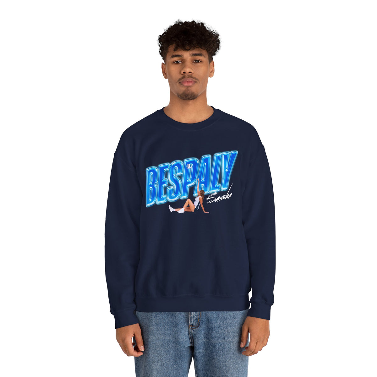 Sasha Bespaly Cursive Combo Colored Crewneck Sweatshirt