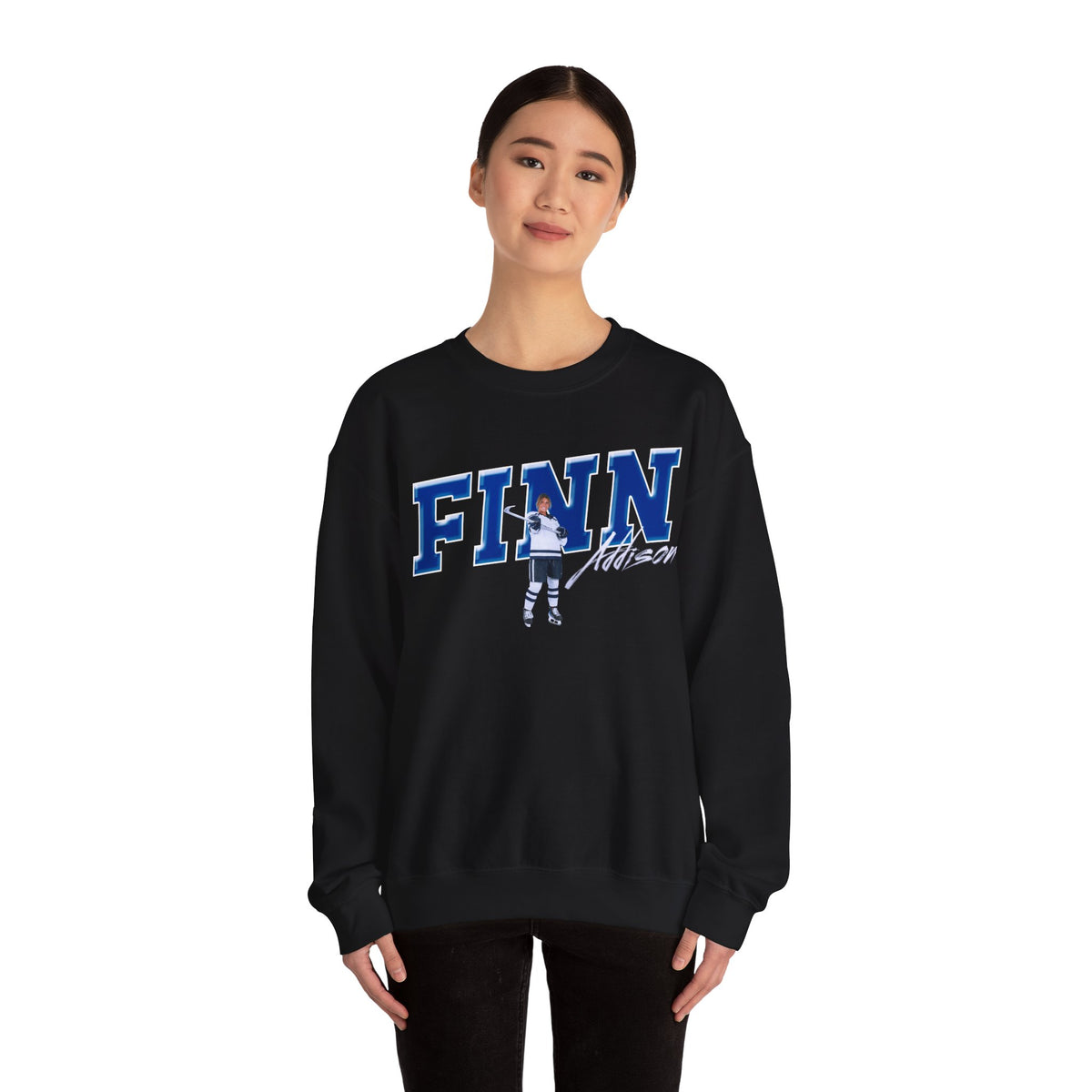 Addison Finn Cursive Combo Colored Crewneck Sweatshirt