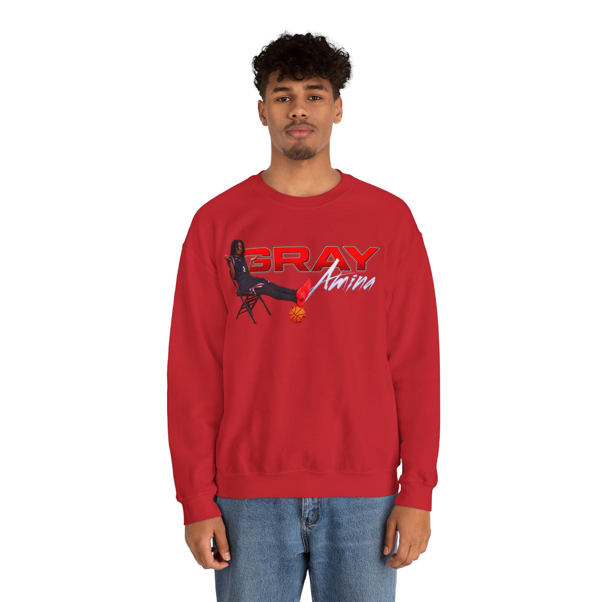 Amina Gray Big Last Name Crewneck Sweatshirt