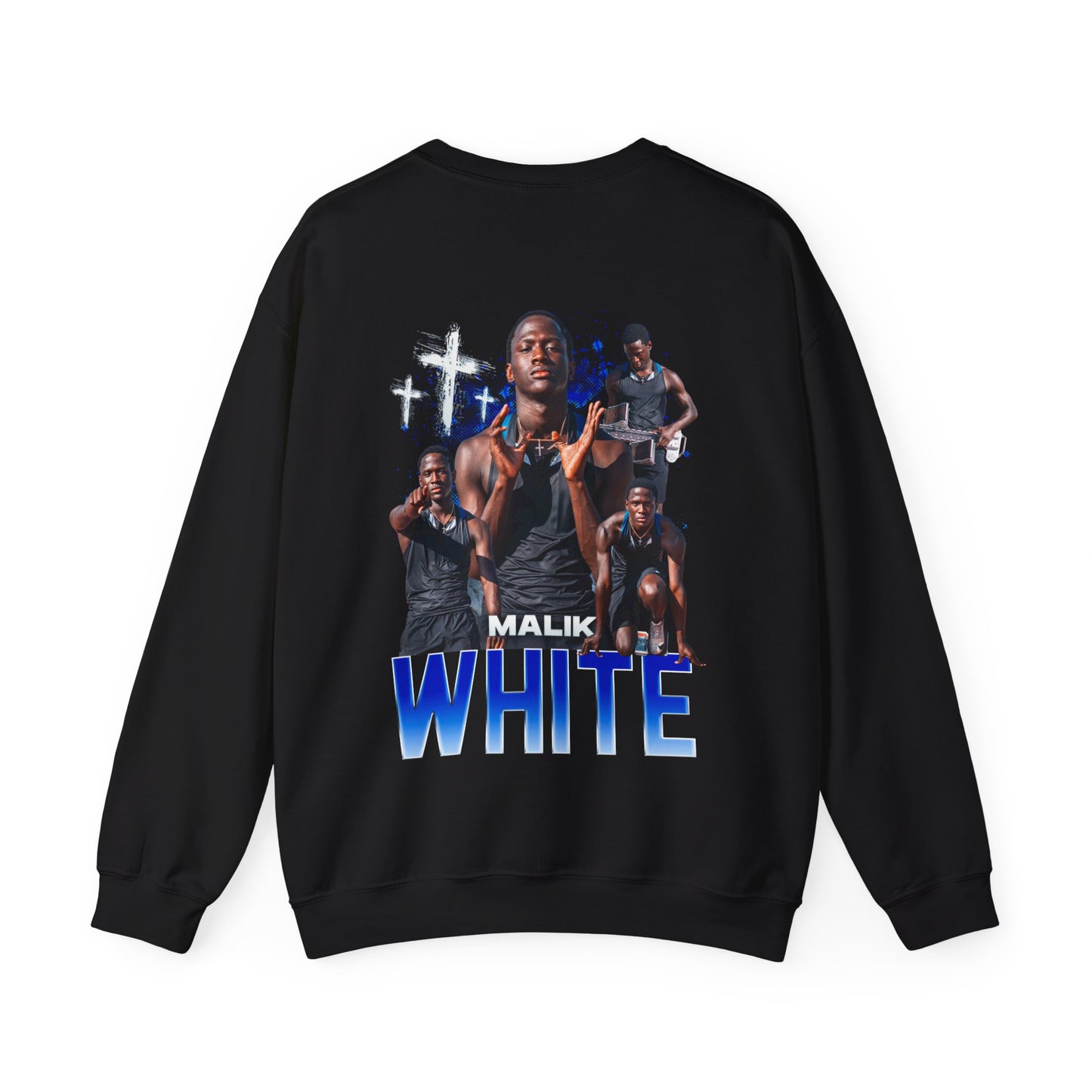 Malik White Logo Front & Back Crewneck