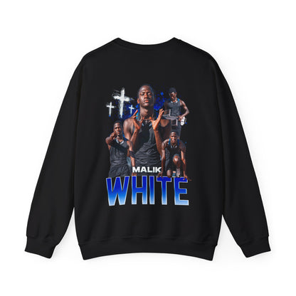 Malik White Logo Front & Back Crewneck
