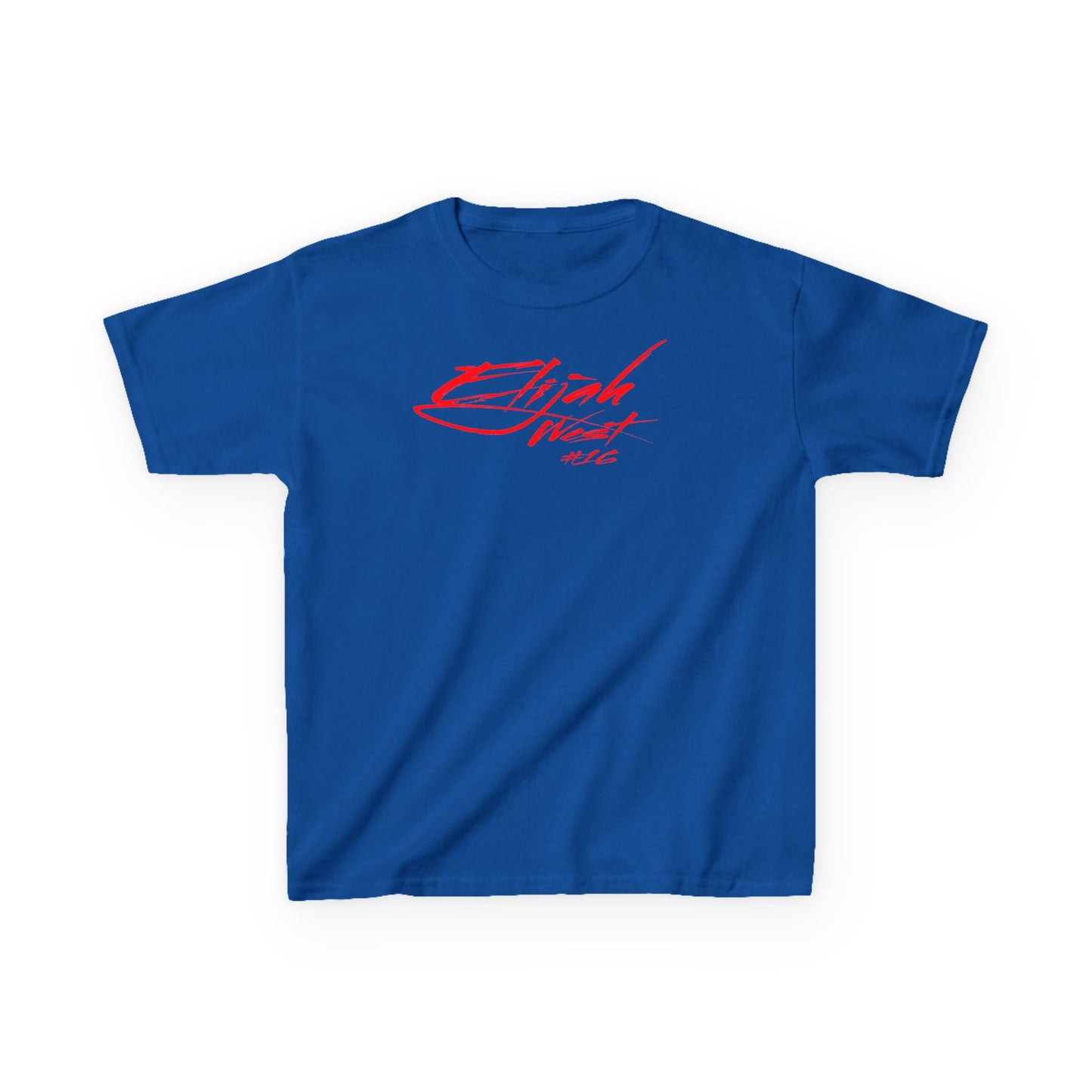 Elijah West Cursive Name & Number Kids Tee