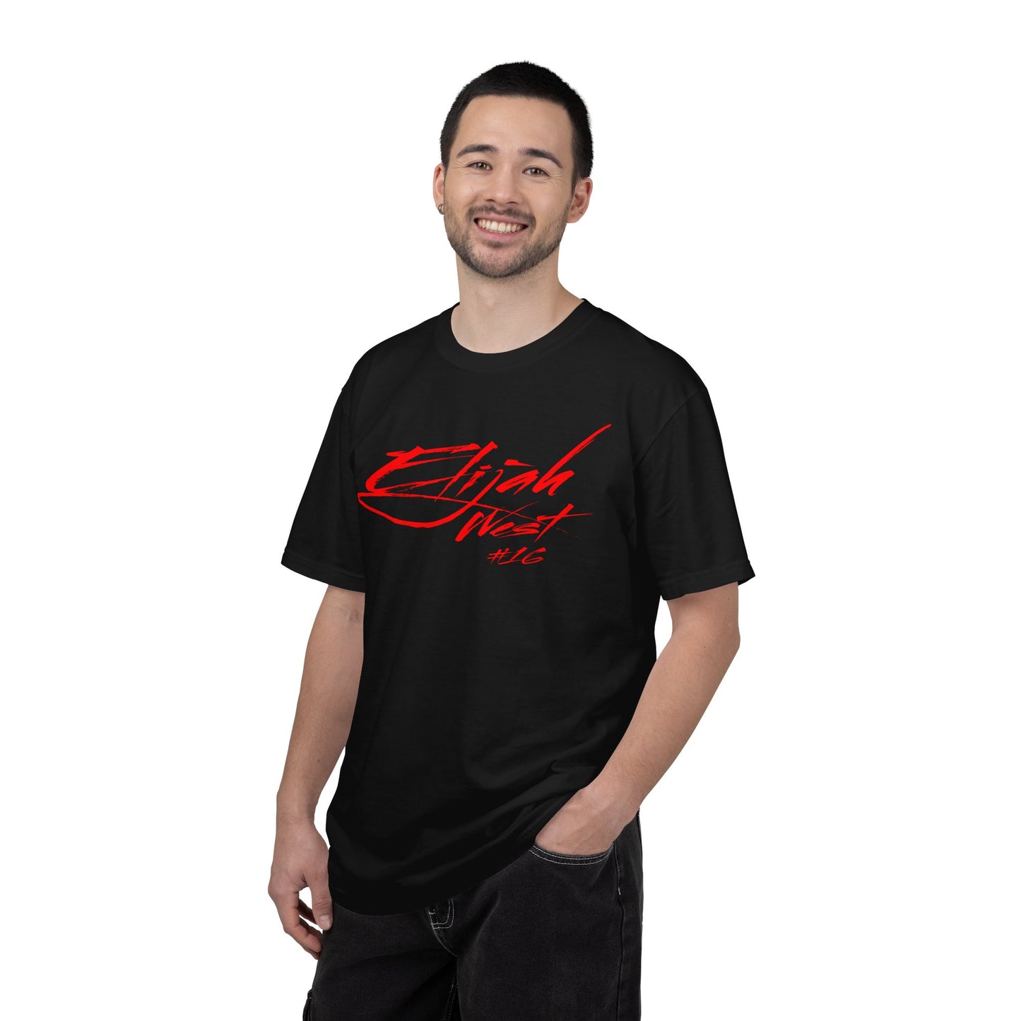 Elijah West Cursive Name & Number Premium Tee