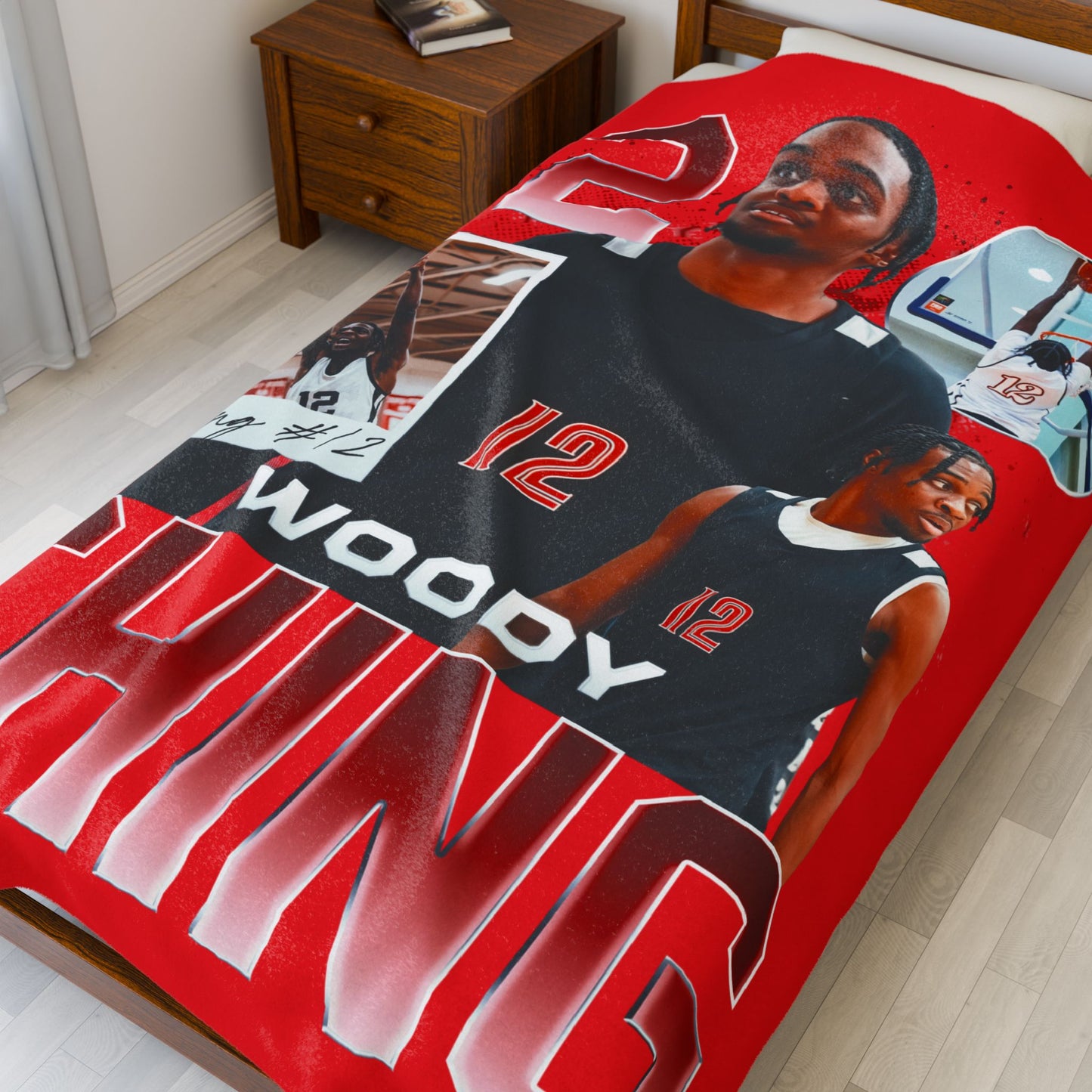 Woody Ching Name & Number Ombre 60"-80" Plush Blanket