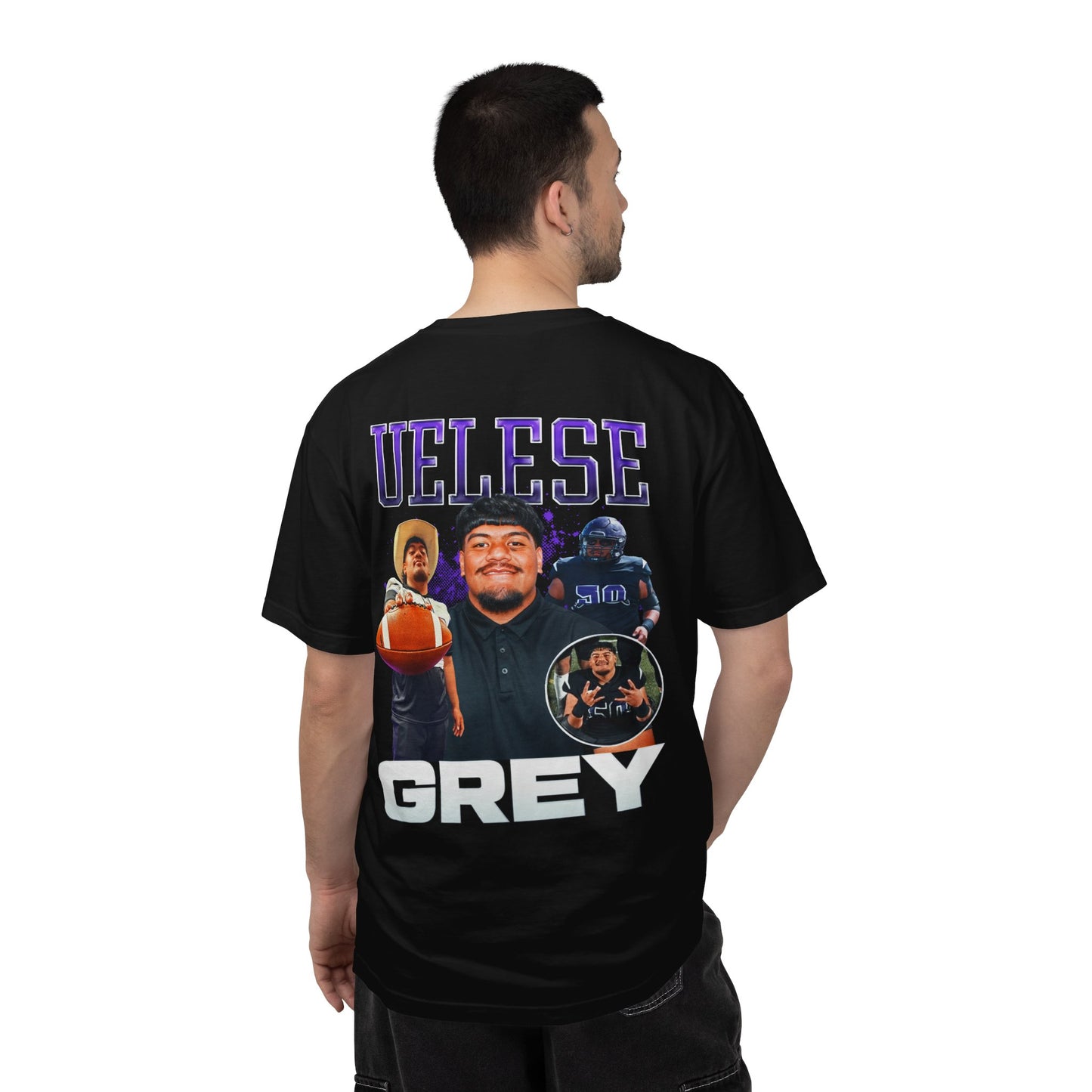Uelese Grey Logo Front & Back Premium Tee