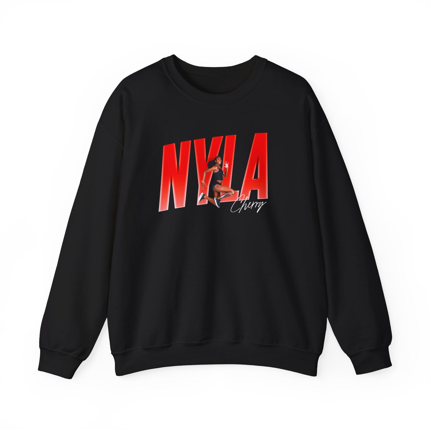 Nyla Cherry Cursive Combo Colored Crewneck Sweatshirt