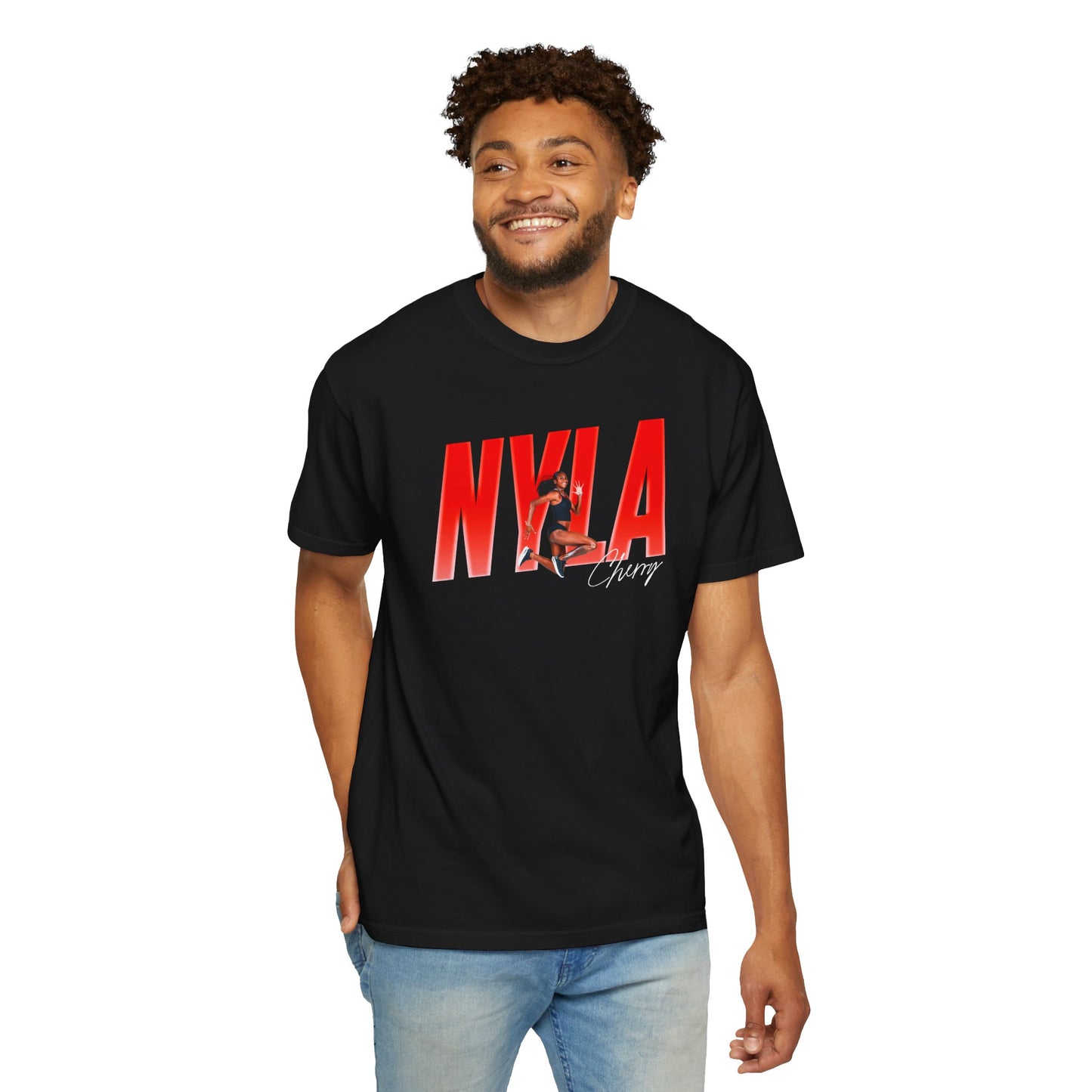 Nyla Cherry Cursive Combo Colored Premium Tee