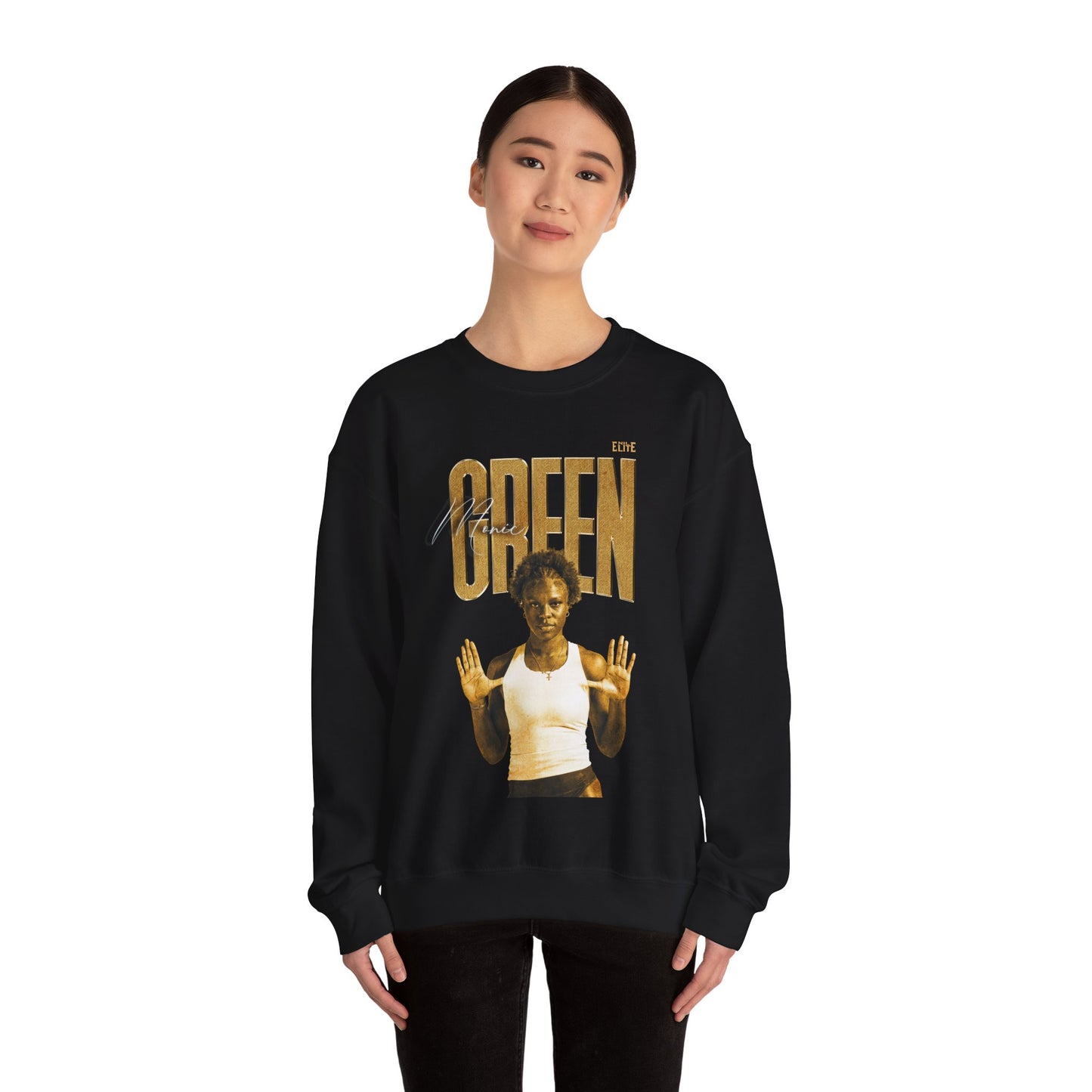 Monic Green Faded Glory Crewneck Sweatshirt