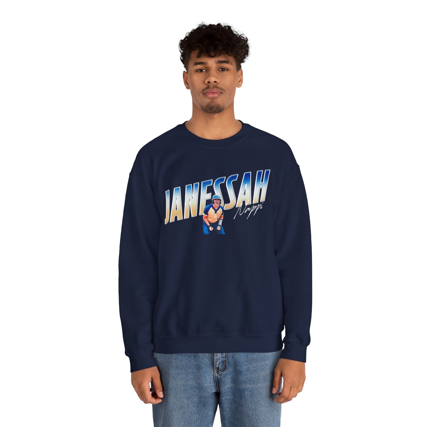 Janessah Nappi Cursive Combo Crewneck Sweatshirt