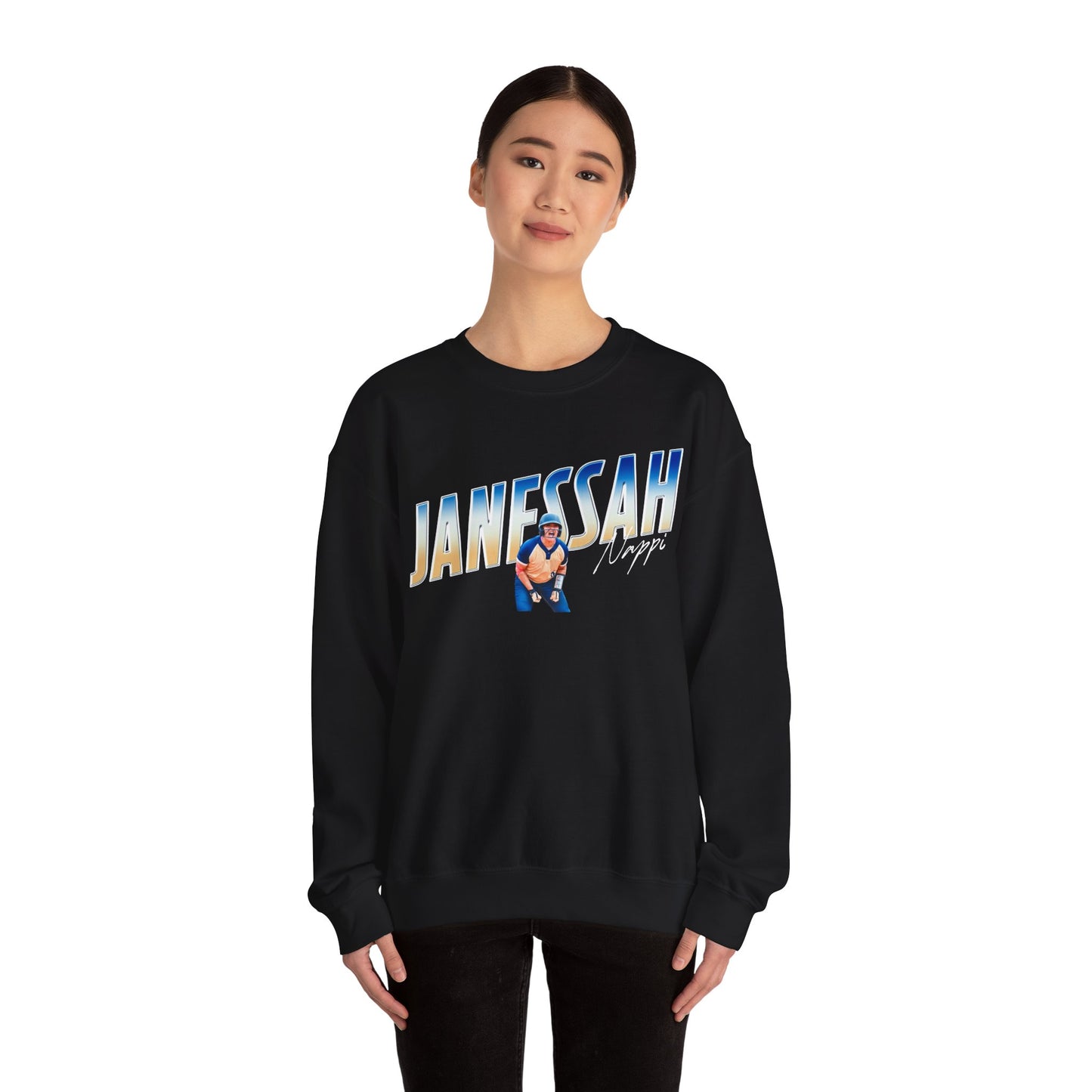 Janessah Nappi Cursive Combo Crewneck Sweatshirt