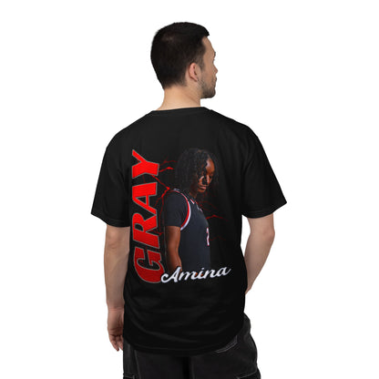 Amina Gray Logo Front & Back Premium Tee