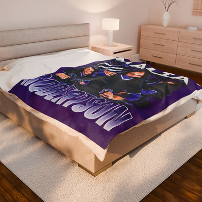 Malia Robertson White & Combo Colored 60"-80" Plush Blanket