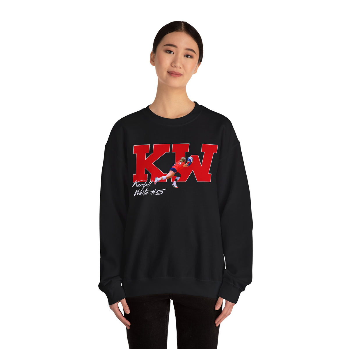 Kendall White Big Initials Crewneck Sweatshirt