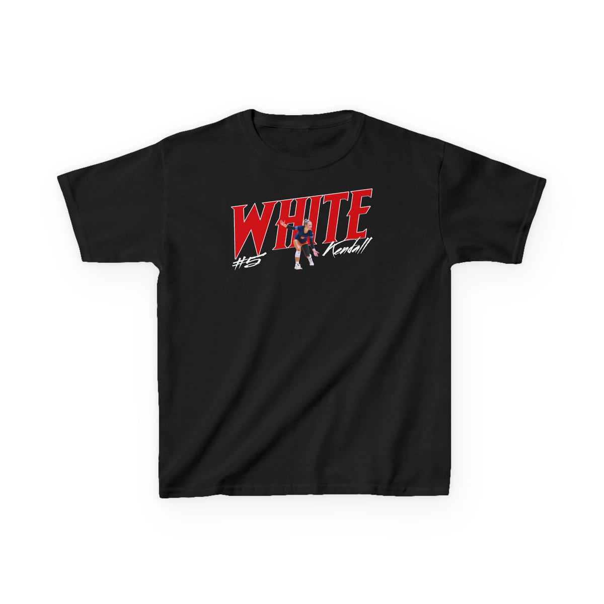 Kendall White Cursive Combo Colored Kids Tee