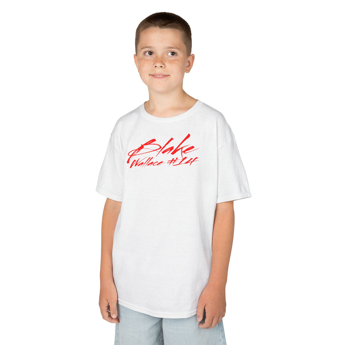 Blake Wallace Cursive Name & Number Kids Tee