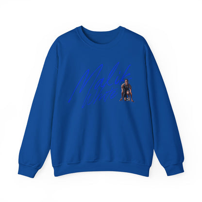 Malik White Cursive Crewneck Sweatshirt