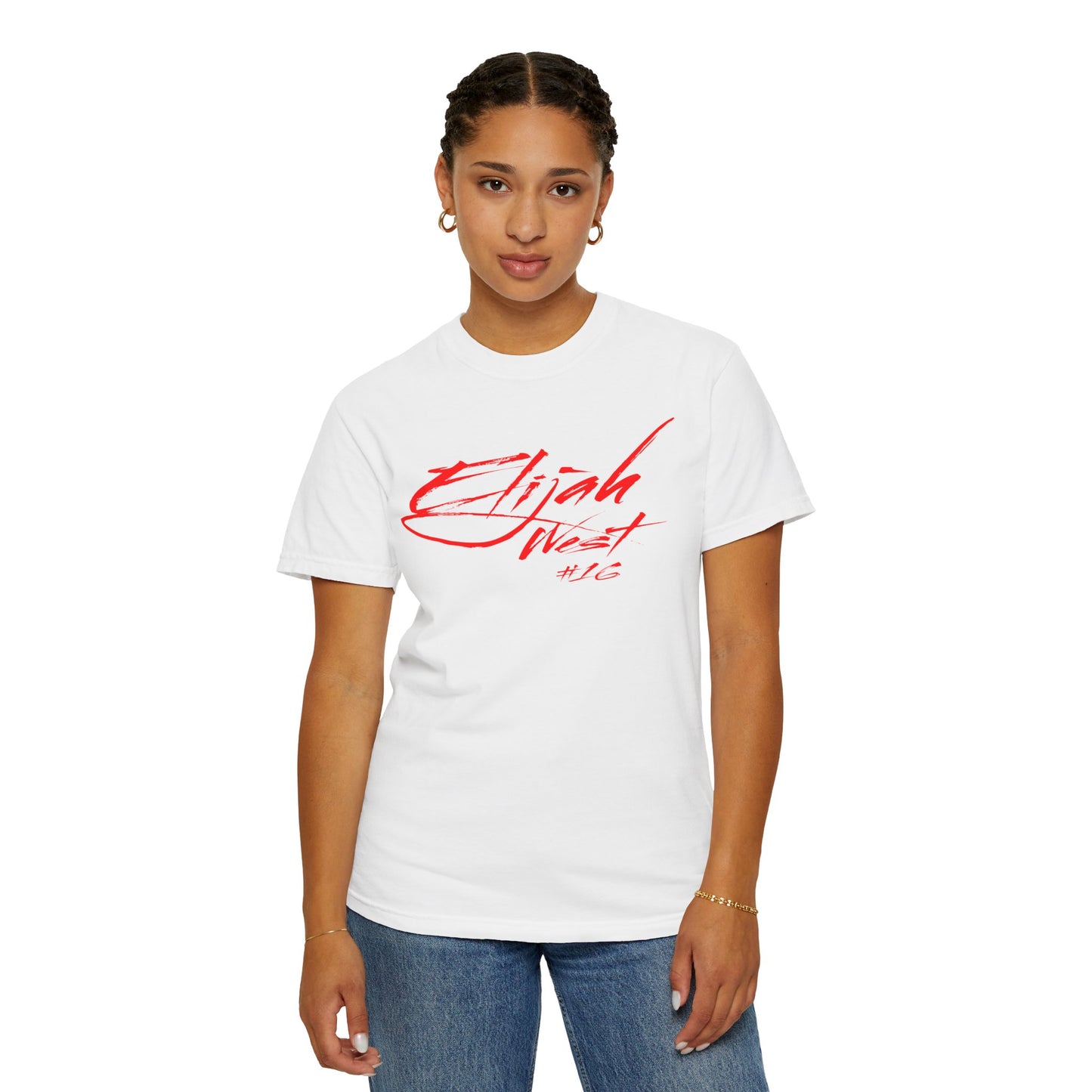 Elijah West Cursive Name & Number Premium Tee