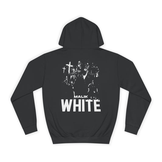 Malik White Vintage Blackout Premium Hoodie