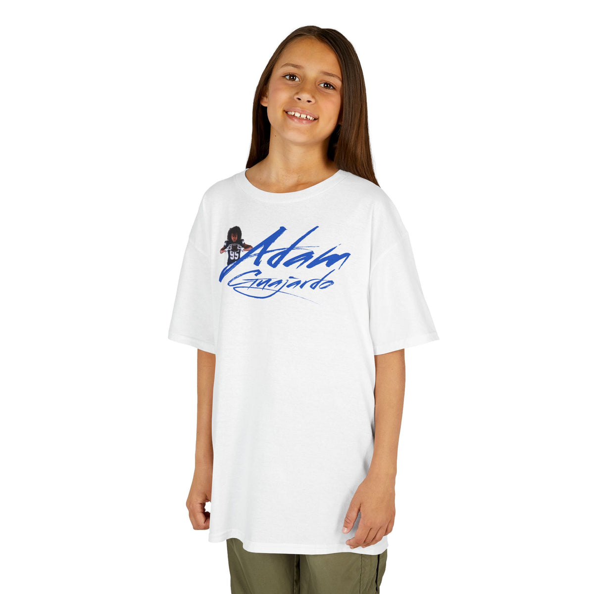 Adam Guajardo Cursive Name & Number Kids Tee