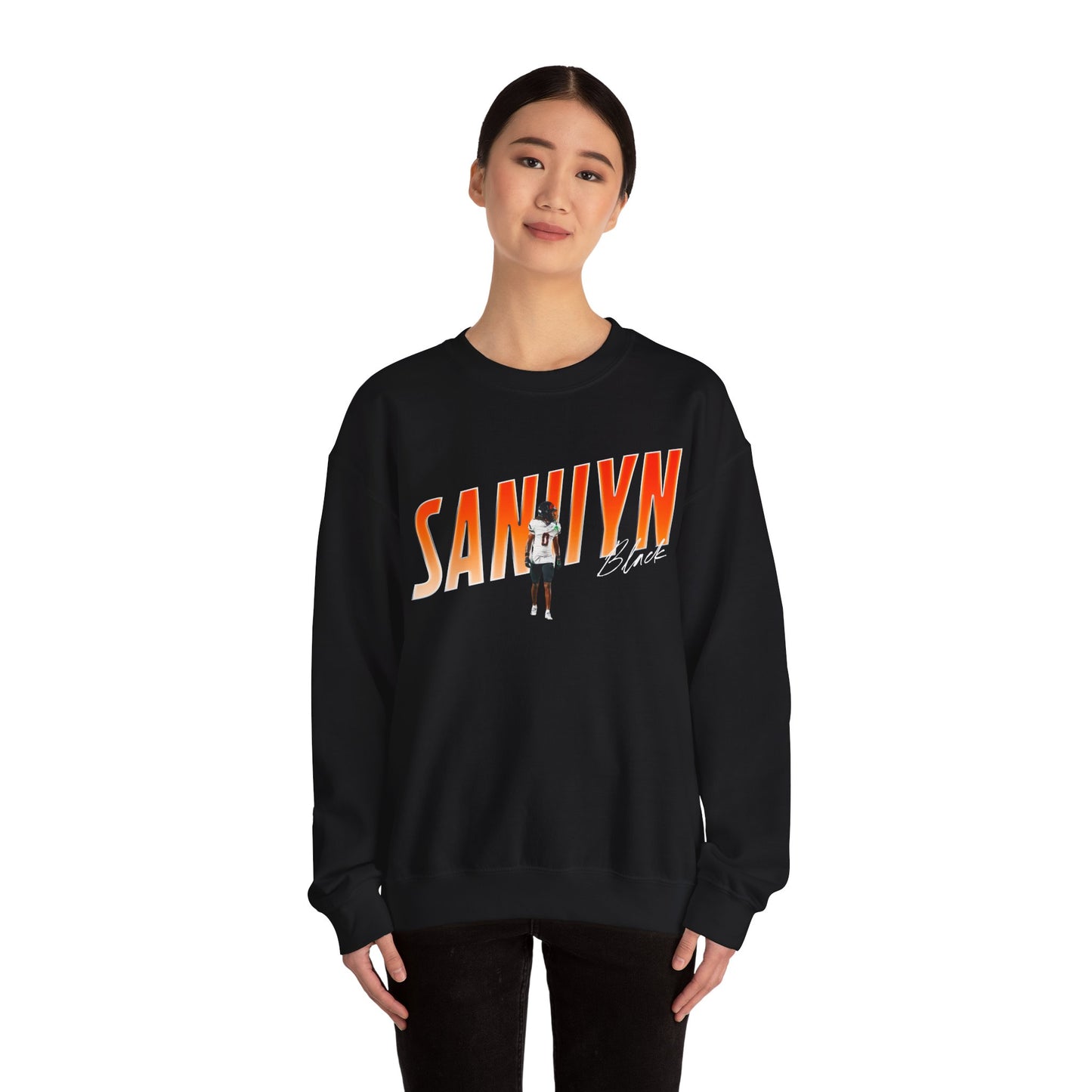 Saniiyn Black Cursive Combo Colored Crewneck Sweatshirt
