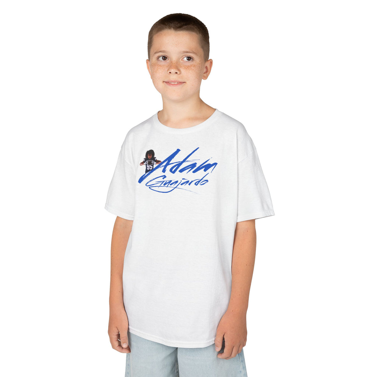 Adam Guajardo Cursive Name & Number Kids Tee