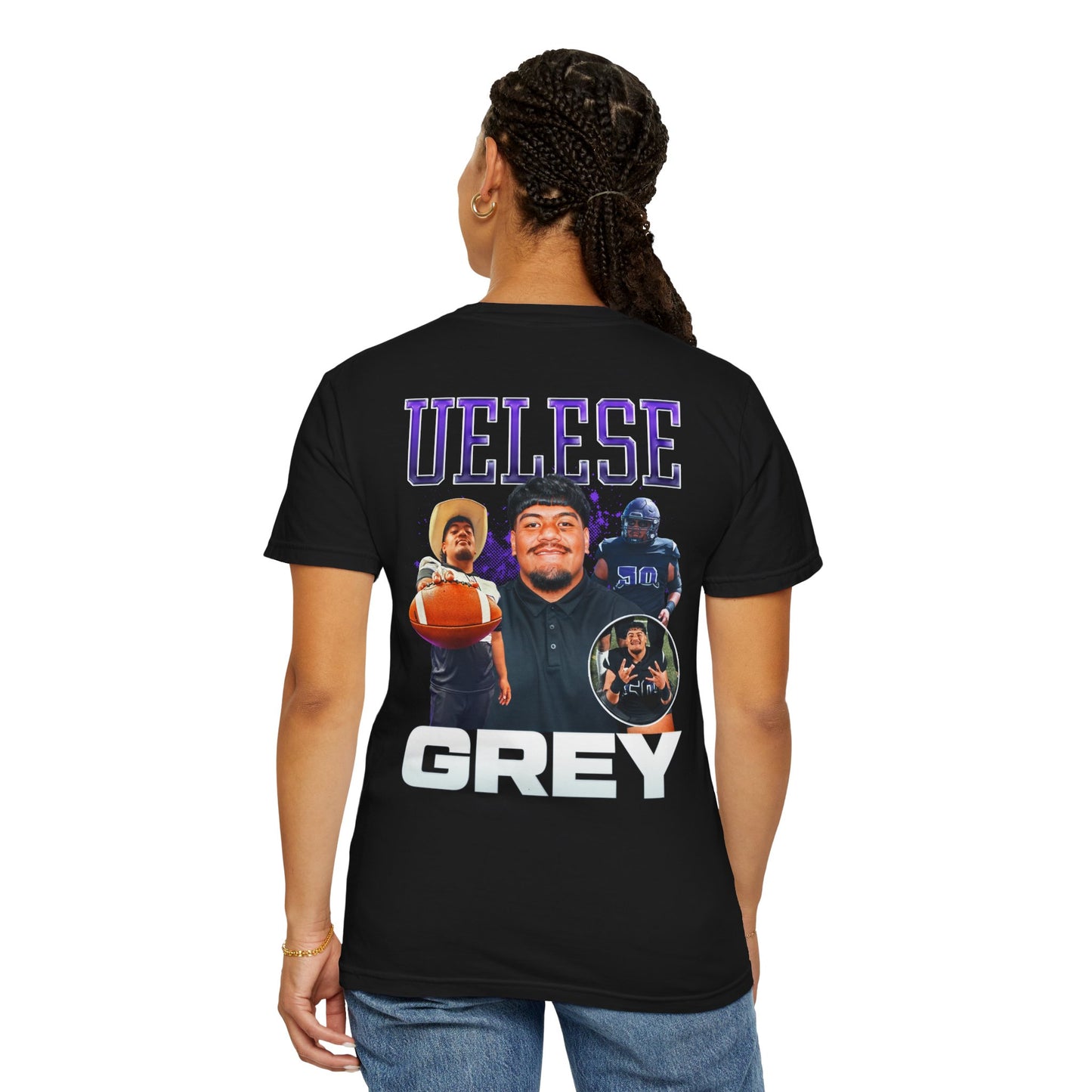 Uelese Grey Logo Front & Back Premium Tee