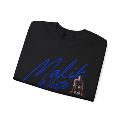 Malik White Cursive Crewneck Sweatshirt