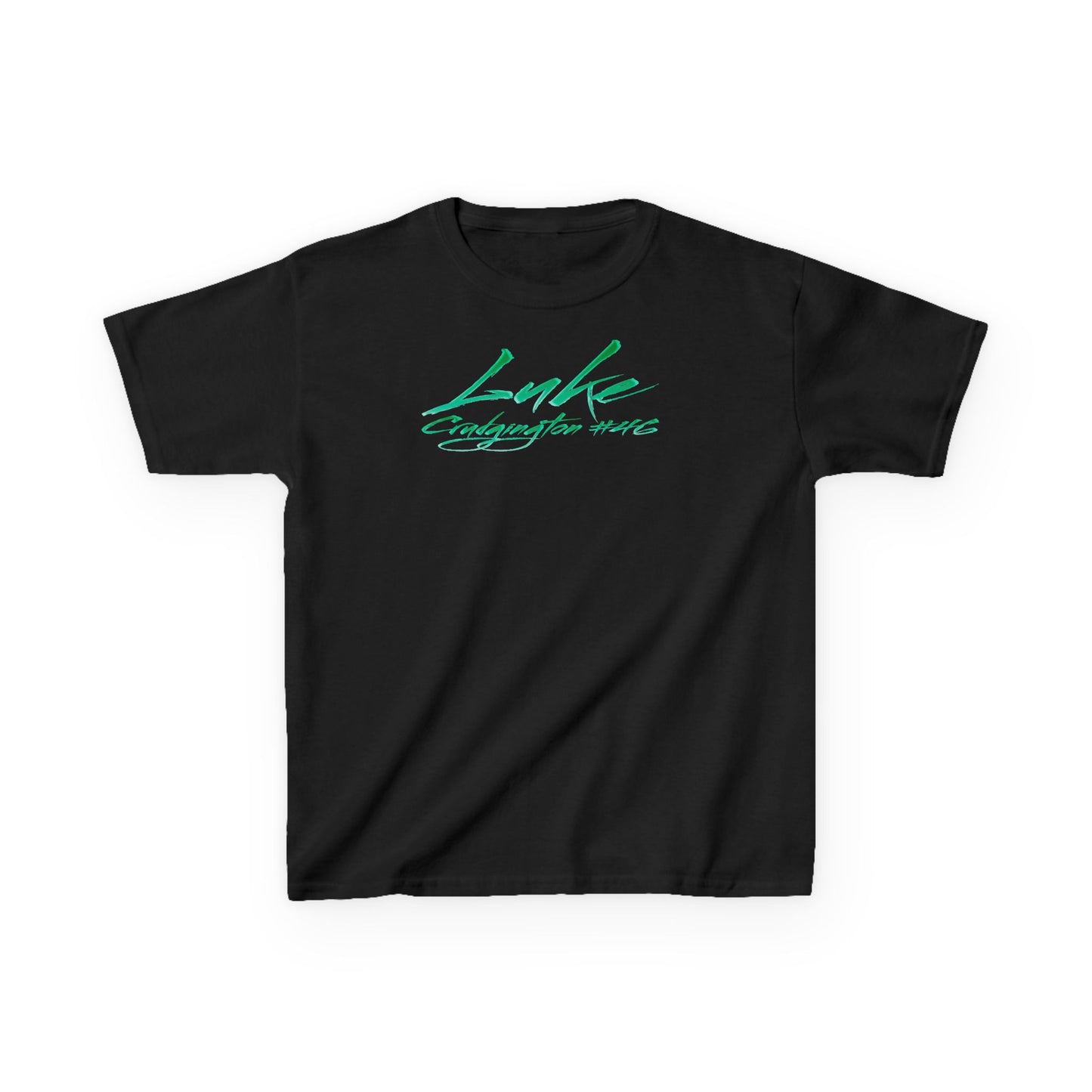 Luke Crudgington Cursive Name & Number Kids Tee