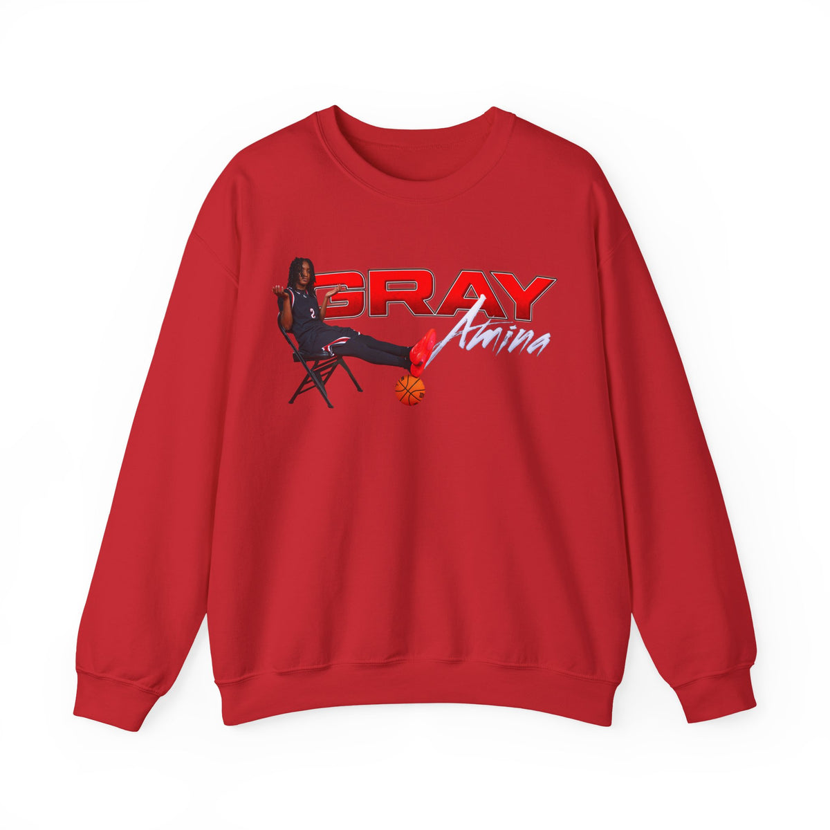 Amina Gray Big Last Name Crewneck Sweatshirt
