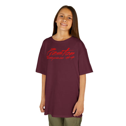 Preston Thompson Cursive Name & Number Kids Tee
