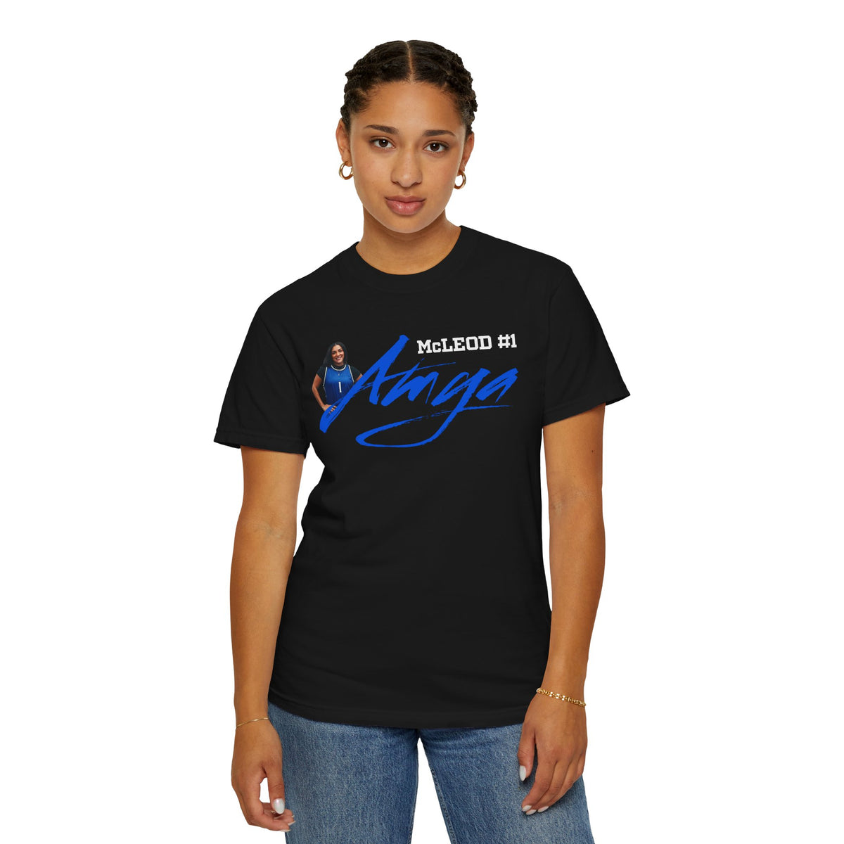 Amya McLeod Cursive Name & Number Premium Tee