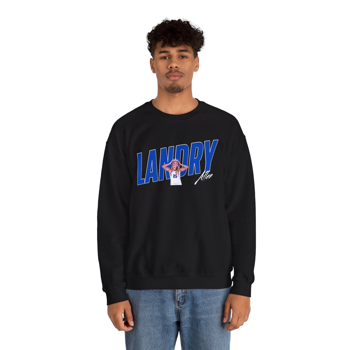 Landry Allen Cursive Combo Colored Crewneck Sweatshirt